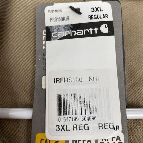 Carhartt FR Shirt Men's Size 3XL Flame Resistant Workwear Twill Khaki CAT 2 NEW - Picture 8 of 16